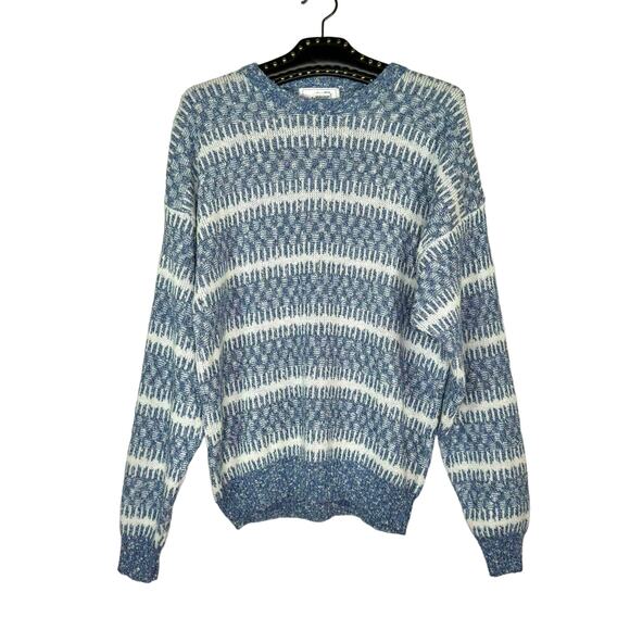 VTG Y2K Jed Blue White Stripe Grandpa Sweater Large - Picture 1 of 7